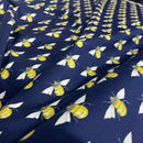27m Roll Bee's 100% Cotton Poplin Fabric Rose & Hubble 112cm, Navy - Bull Ring Fabrics