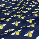 27m Roll Bee's 100% Cotton Poplin Fabric Rose & Hubble 112cm, Navy - Bull Ring Fabrics