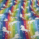 27m Roll Unicorn Rainbow Flag Striped 100% Cotton Poplin Fabric Rose & Hubble 45", Bright - Bull Ring Fabrics