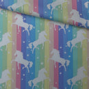 27m Roll Unicorn Rainbow Flag Striped 100% Cotton Poplin Fabric Rose & Hubble 45", Pastel - Bull Ring Fabrics