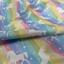 27m Roll Unicorn Rainbow Flag Striped 100% Cotton Poplin Fabric Rose & Hubble 45", Pastel - Bull Ring Fabrics