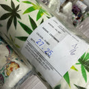 27m Wholesale Green Hemp Cannabis Leaf Rose & Hubble Cotton Poplin Fabric 45", Ivory - Bull Ring Fabrics
