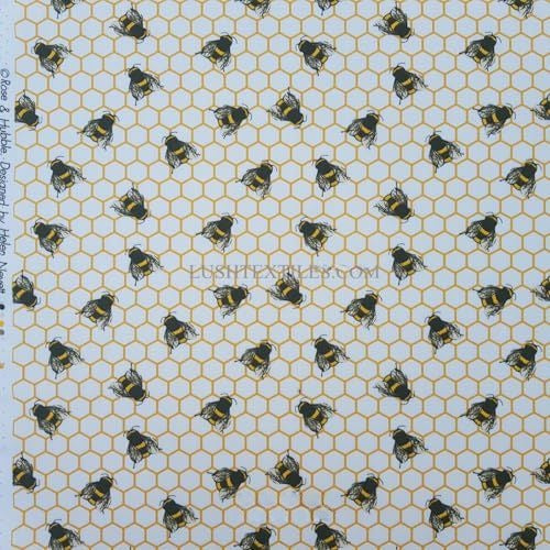 27m Wholesale Rose & Hubble Fabric Bee Poplin Cotton Honeycomb Dress 45" Ivory/Cream - Bull Ring Fabrics