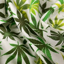 Cannabis Green Leaf Cotton Poplin Fabric Rose & Hubble Craft Material 45" Ivory