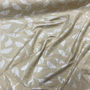 Cream Felix Leaves Floral Curtain Brocade Fabric 140cm, Cream