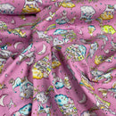 20m Unicorn & Elephants In Clouds Rose & Hubble Cotton Poplin Fabric 45", Pink