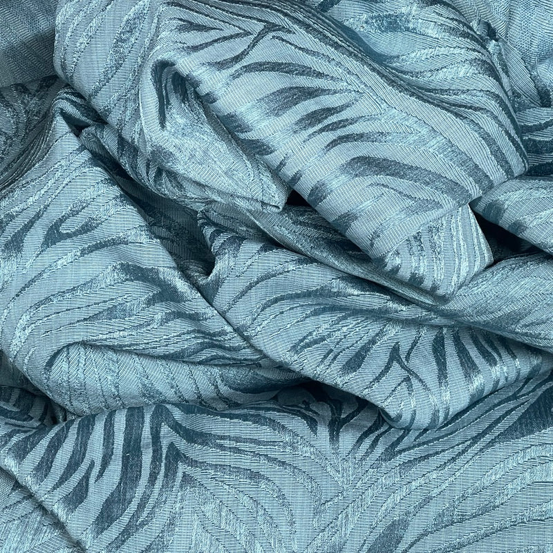 Safari Streak Upholstery Curtain Brocade Fabric 140cm, Sky Blue