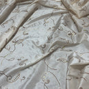 Cream Paisley Embroidered Taffeta Fabric Sequins Floral Bride Dress Material 60" - Bull Ring Fabrics
