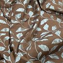 30m Duck Egg Floral Curtain Fabric Leaves Upholstery 54" Brown - Bull Ring Fabrics