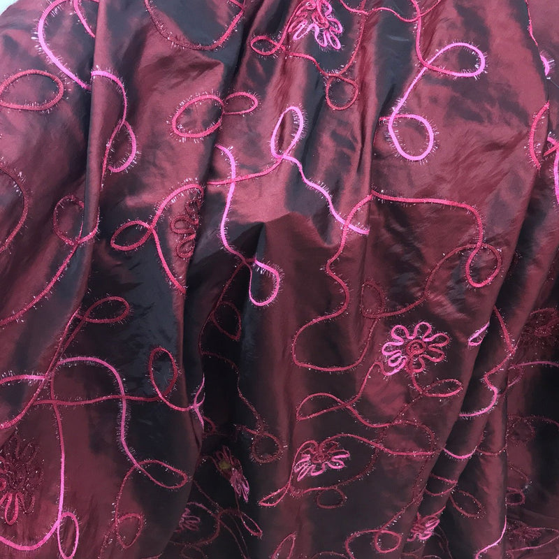 30m Wholesale Taffeta Fabric Ribbon Sunflower Floral Dress 60", Wine Shot Black - Bull Ring Fabrics