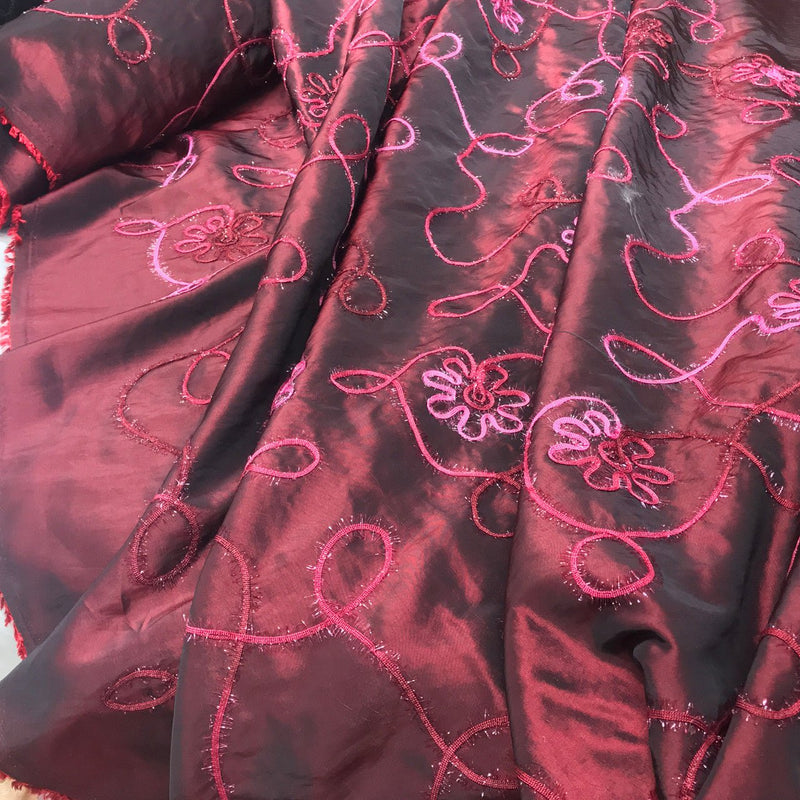 30m Wholesale Taffeta Fabric Ribbon Sunflower Floral Dress 60", Wine Shot Black - Bull Ring Fabrics