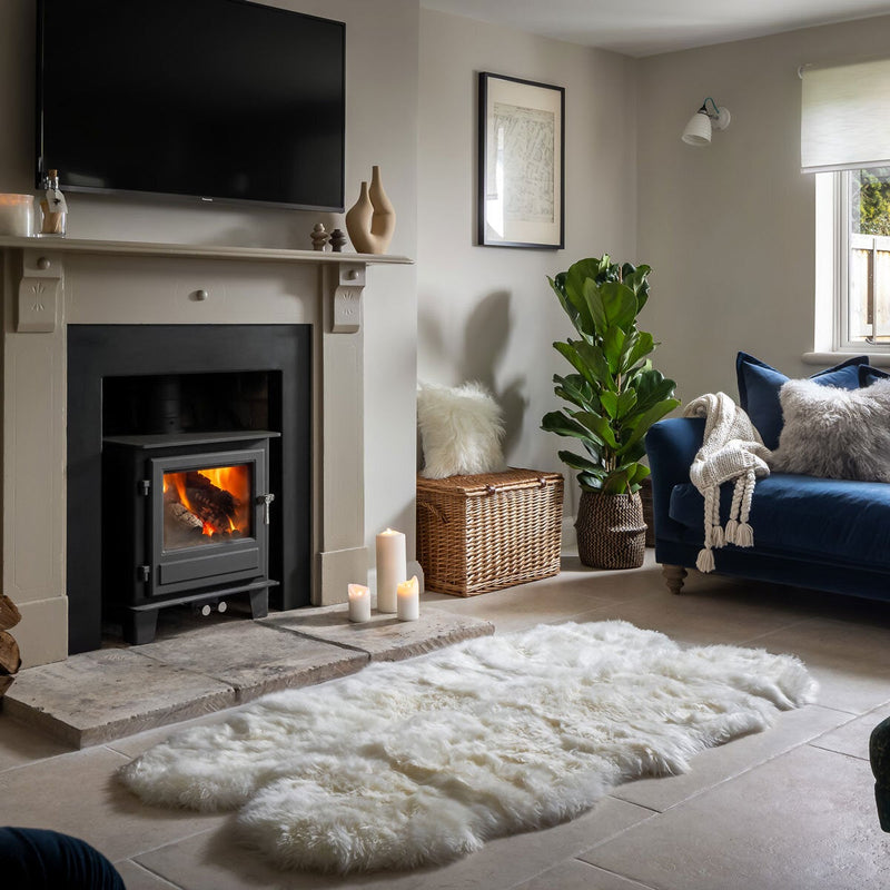 Naturally Sheepskins Long Wool Quad Rug in 4 Colours, 180 x 110 cm - Ivory