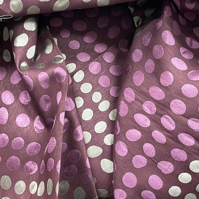 Spotted Polka Dots Upholstery Curtain Brocade Fabric 140cm, Purple