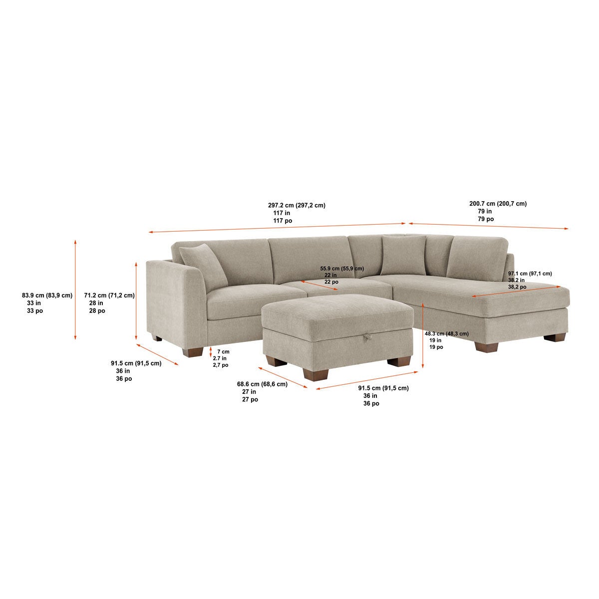 Thomasville Walsen Grey Corner Sofa