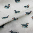 Digital Cotton Animal Linen Fabric, Dachshund Dogs