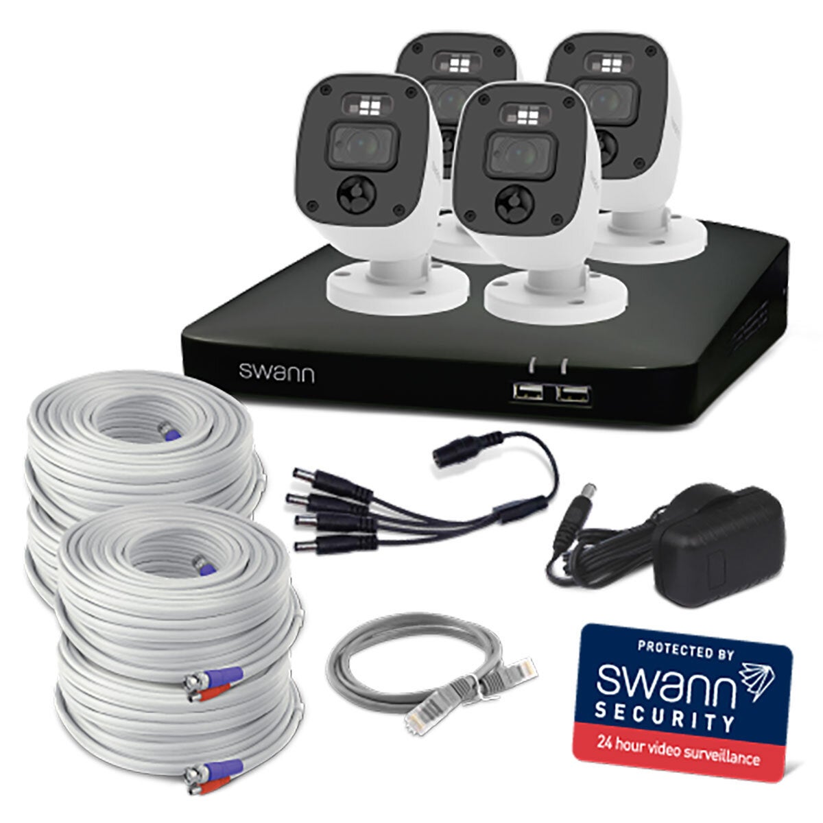 Swann 4MP (2K) DVR 8 x Channel / 4 x PRO-2KMQB Bullet Cameras with 1TB HDD, SWDVK-8468042KMQB-EU