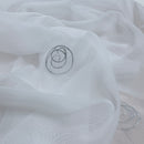 White Voile Fabric Embroidered Silver Circles Curtain Draping 60"