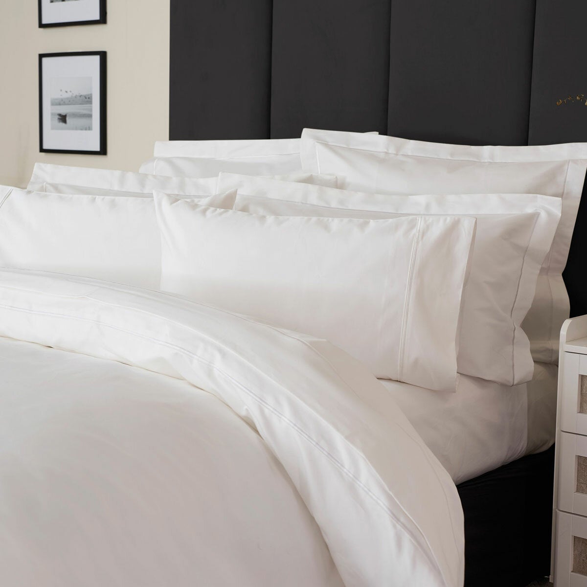 Belledorm 1200 Thread Count Cotton White Bedding Bundle in 3 Sizes