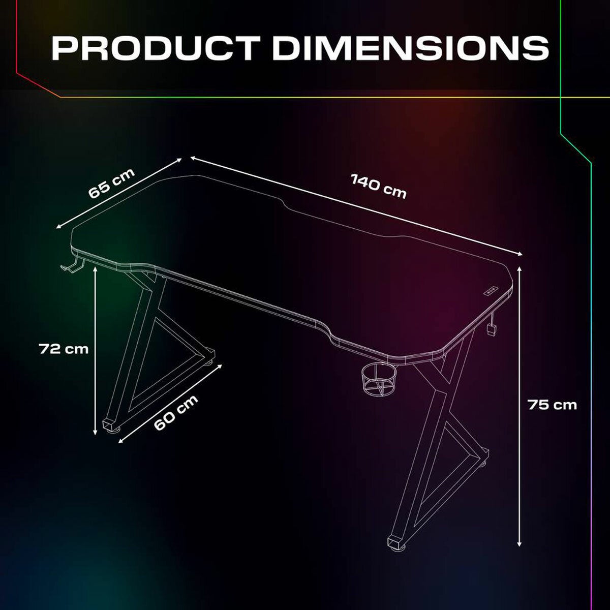 X Rocker Pulsar Max RGB Gaming Desk with LED Lights
