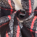 Schwarzer Tweed-Wollmischstoff mit Hahnentrittmuster, Blau