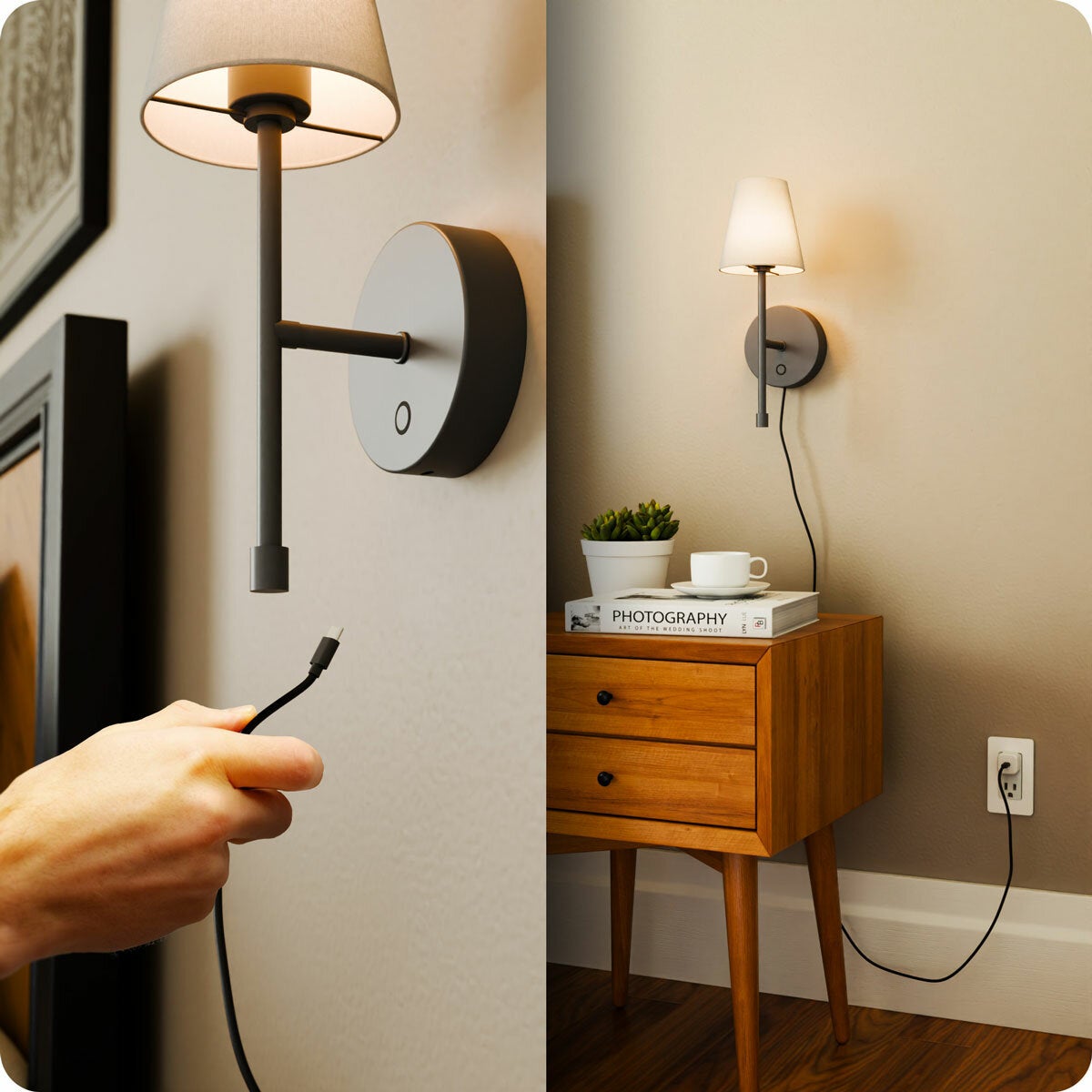 Globe Electric Wireless Rechargeable LED Integrated Wall Sconce, 2 Pack in 2 Col