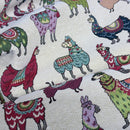 Llamas Animals Tapestry Upholstery Fabric 140cm, Cream