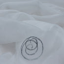 White Voile Fabric Embroidered Silver Circles Curtain Draping 60"
