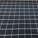 Schwarzer Tweed-Wollmischstoff mit Hahnentrittmuster, Blau