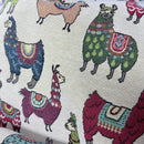 Llamas Animals Tapestry Upholstery Fabric 140cm, Cream