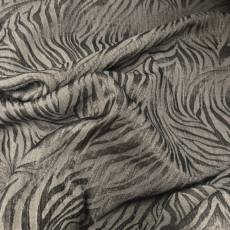 Safari Streak Upholstery Curtain Brocade Fabric 140cm, Brown