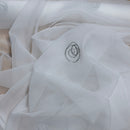 White Voile Fabric Embroidered Silver Circles Curtain Draping 60"