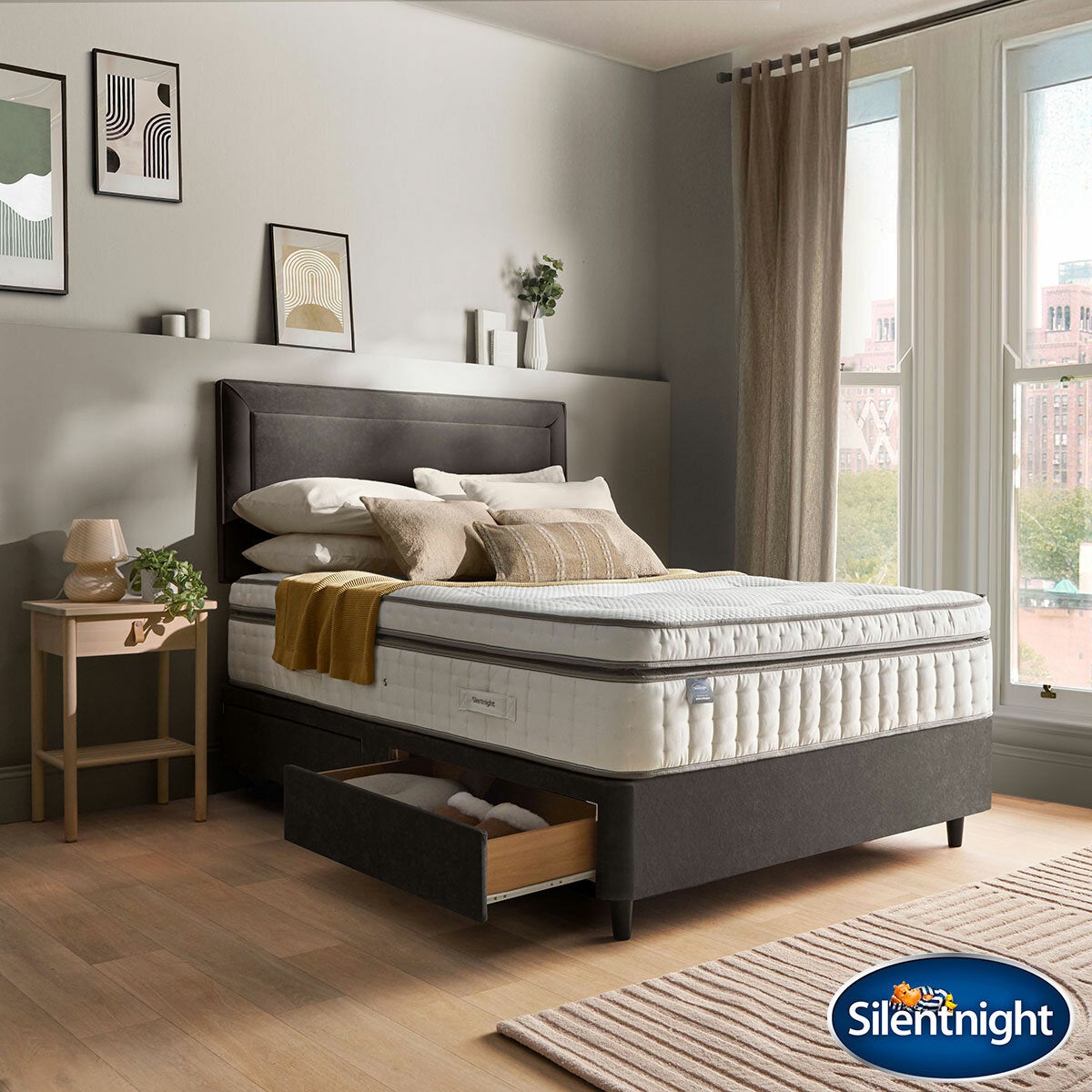 Silentnight Velvet Divan with Malvern Headboard
