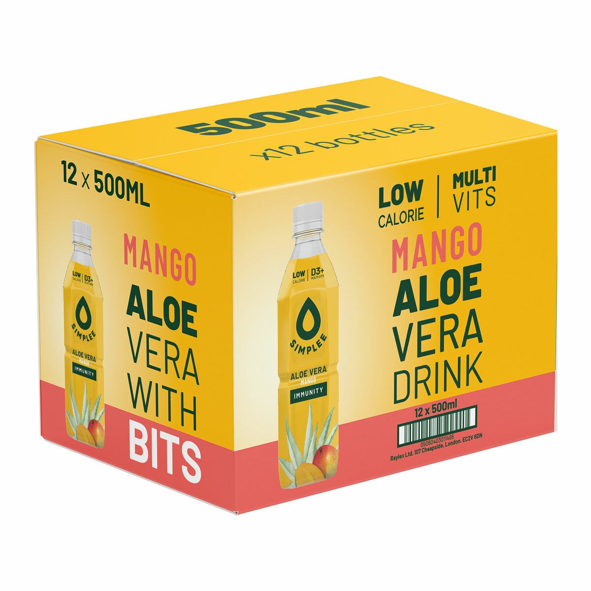 Simplee Aloe Vera Mango Drink, 12 x 500ml