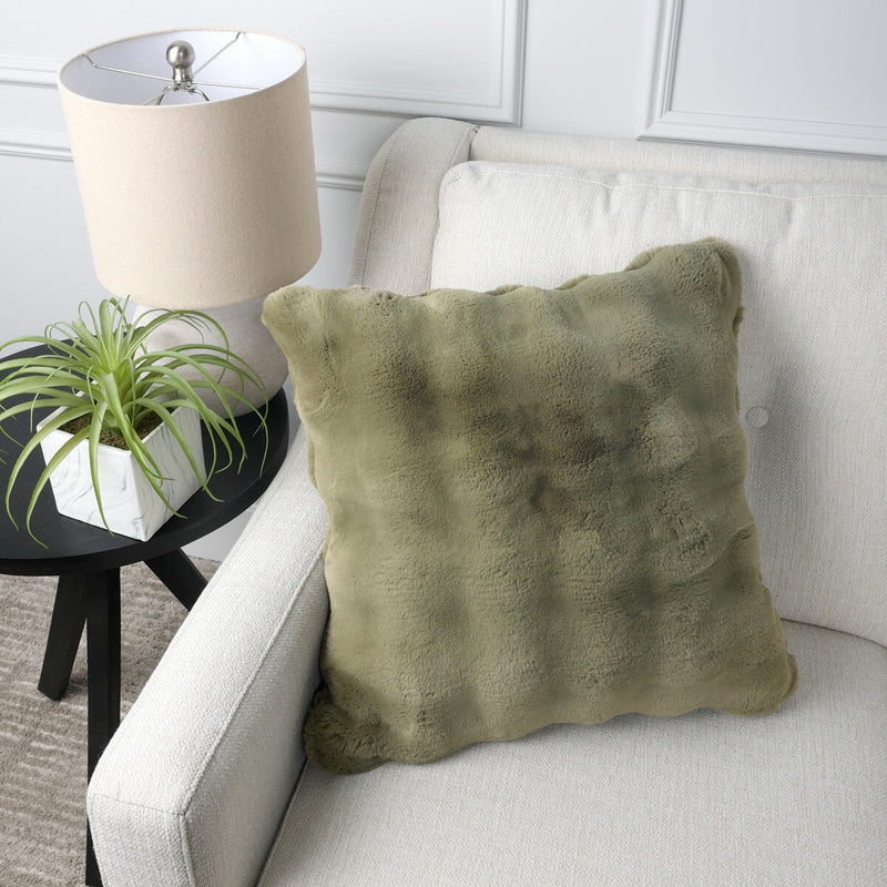 House & Home Faux Fur Bubble Cushion, 50 x 50 cm - Green