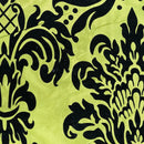 Tissu taffetas floqué velours damassé noir, vert anis