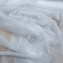 White Voile Fabric Embroidered Silver Circles Curtain Draping 60"