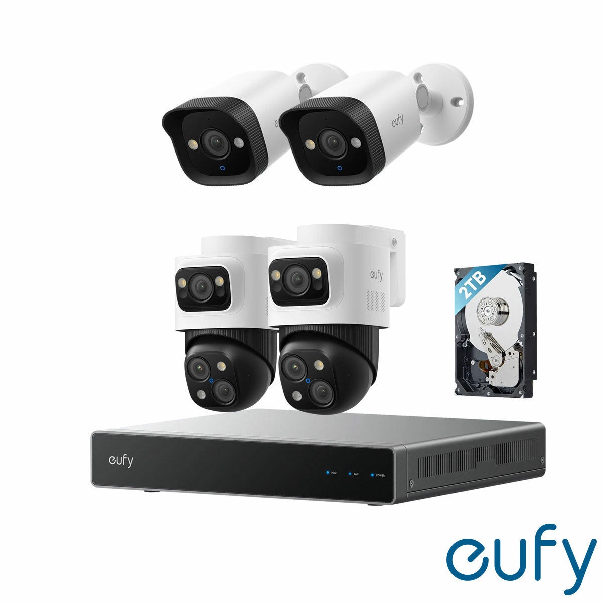 Eufy S4 NVR Security System with 2 x S4 Bullet-PTZ Cams & 2 x E40 Bullet Cams
