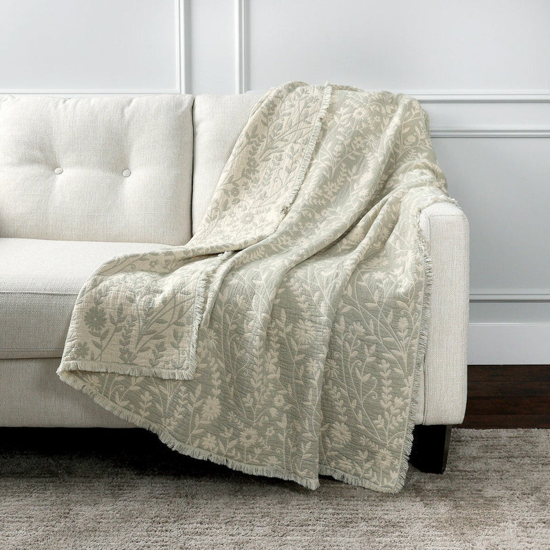 Life Comfort Reversible 100% Cotton Gauze Throw, 127 x 162 cm - Green