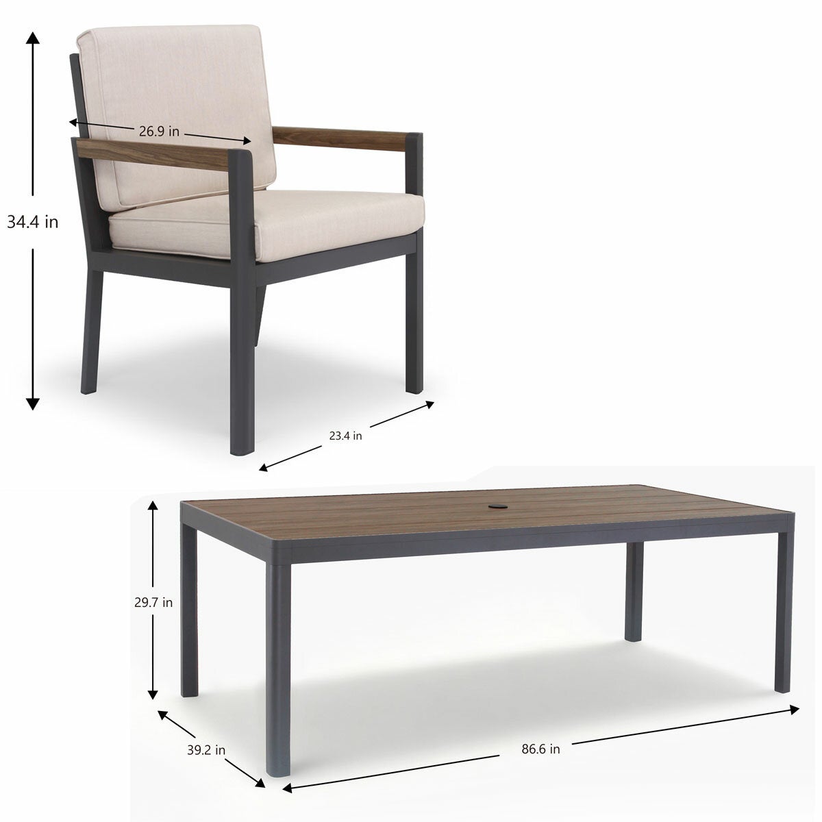 Mirador Prado 7 Piece Deep Seating Dining Set + Cover