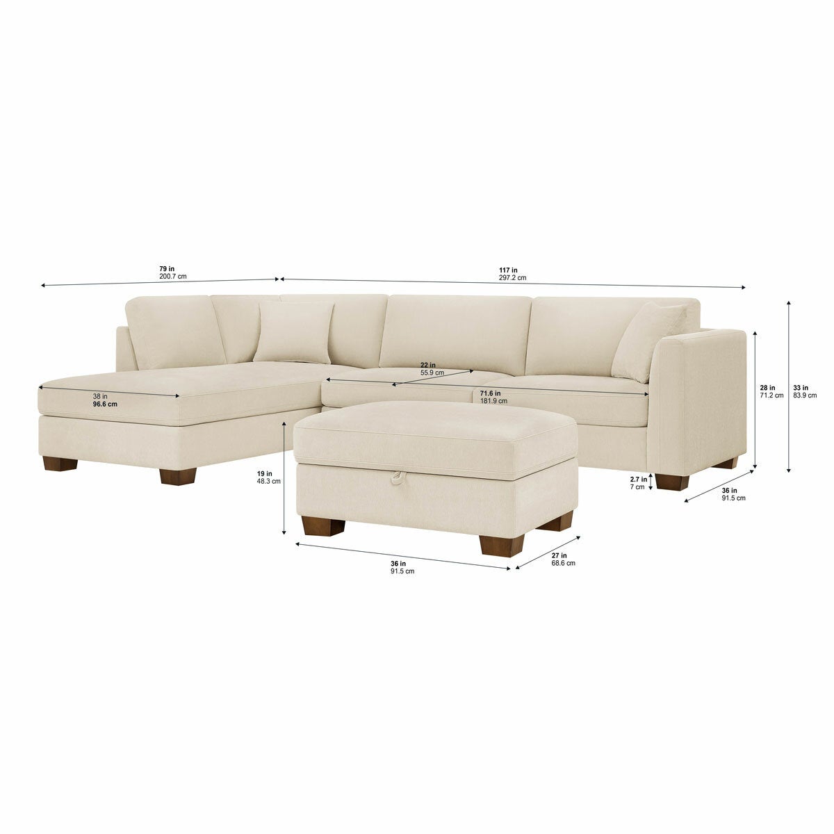 Thomasville Walsen Cream Corner Sofa