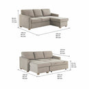 Coddle Cameron Fabric Sofa Bed with Reversible Chaise, Taupe
