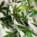 Cannabis Green Leaf Cotton Poplin Fabric Rose & Hubble Craft Material 45" Ivory