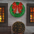 36 inch Light-Up Christmas Wreath Sculpture With Bow