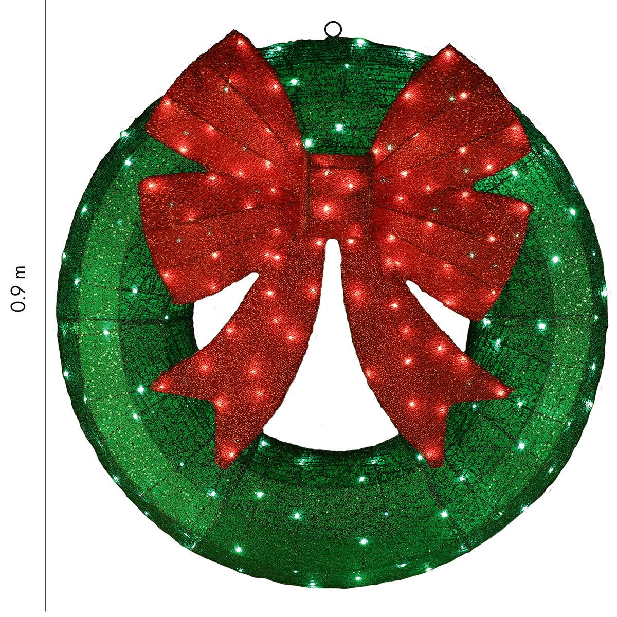 36 inch Light-Up Christmas Wreath Sculpture With Bow