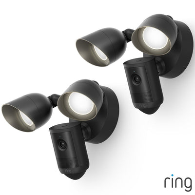 Ring Floodlight Cam (2nd Gen) Wired Black Security Camera - 2 Pack