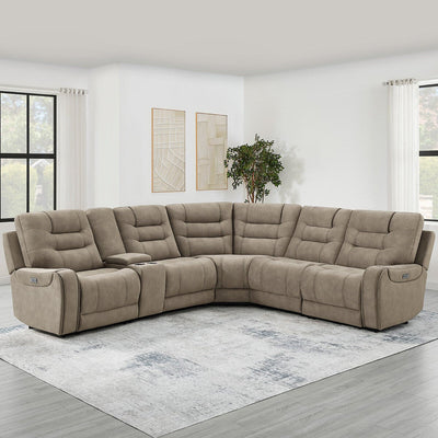 Barcalounger Carmelo Fabric Power Reclining Sectional Sofa with Power Headrests