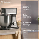 Electrolux SDA2842ELGRY 1600W Die-Cast 6.5L Stand Mixer in Grey