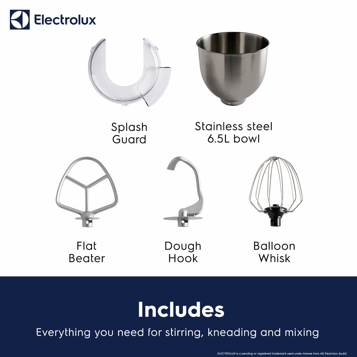 Electrolux SDA2842ELGRY 1600W Die-Cast 6.5L Stand Mixer in Grey