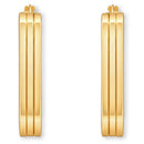 14ct Yellow Gold Triple Row Cushion Shape Hoop Earrings