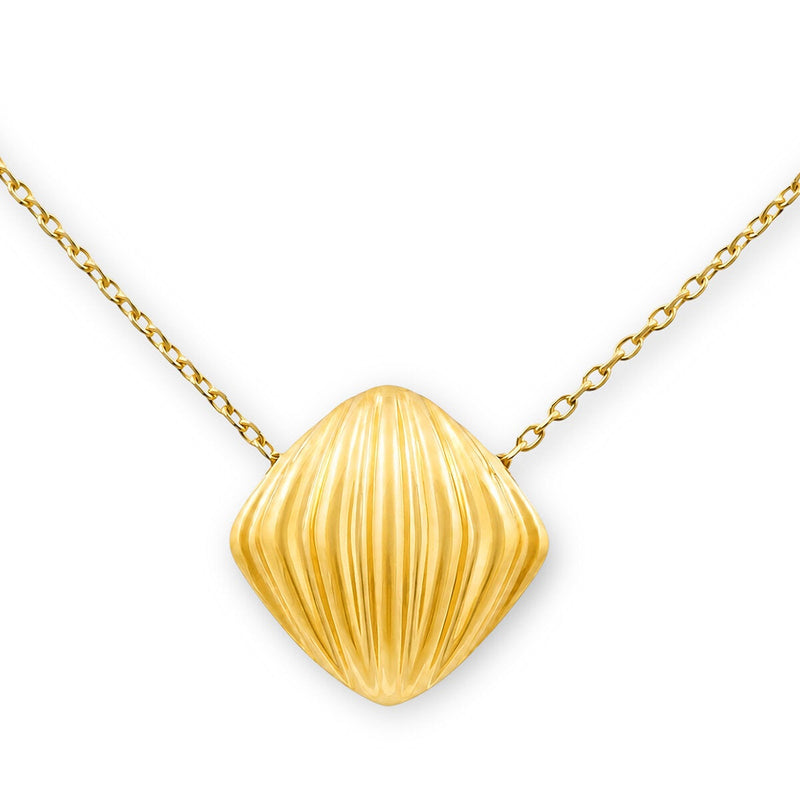 14ct Yellow Gold Textured Cushion Pendant